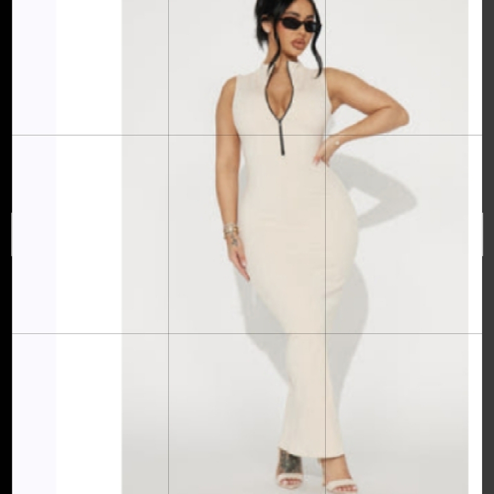 Fashion Nova Cream Sleeveless Dress